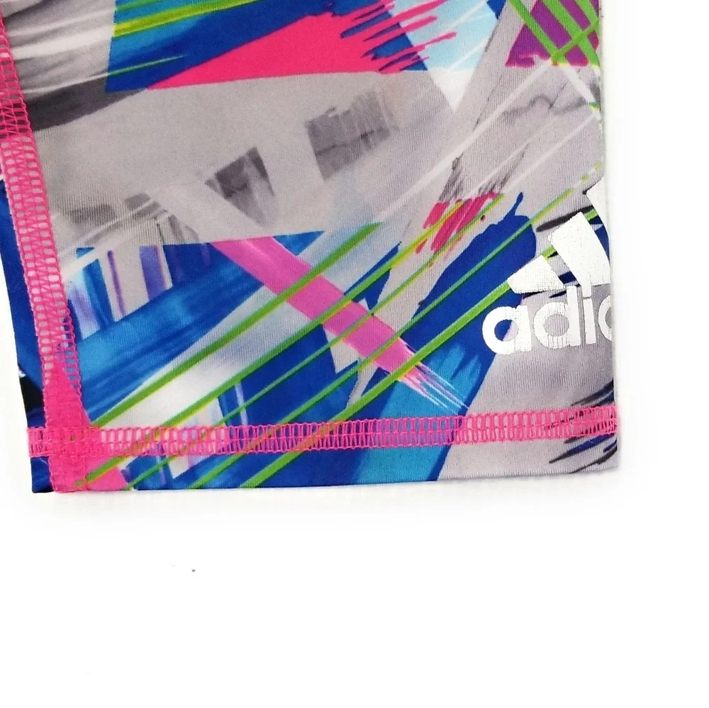 ADIDAS NWOT Youth‎ Girls Multicolored Abstract Crop Capri Leggings Size S 8/10